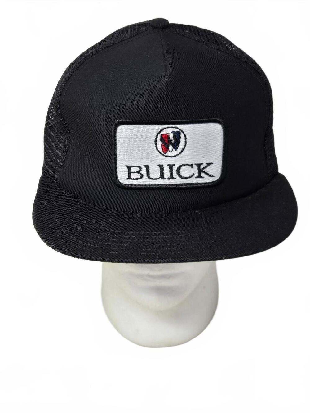 Vintage Buick Trucker Hat Cap Snapback Black Mesh Patch 70's USA Made